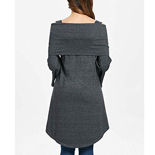 Tops De Mujer Moda Fuera del Hombro Hombro Asimétrico Vintage Desnudo Palangre Pliegues Largos Camiseta Un Hombro Camisa Suelta Suelta Camiseta Fiesta Al Aire Libre Tops Diarios