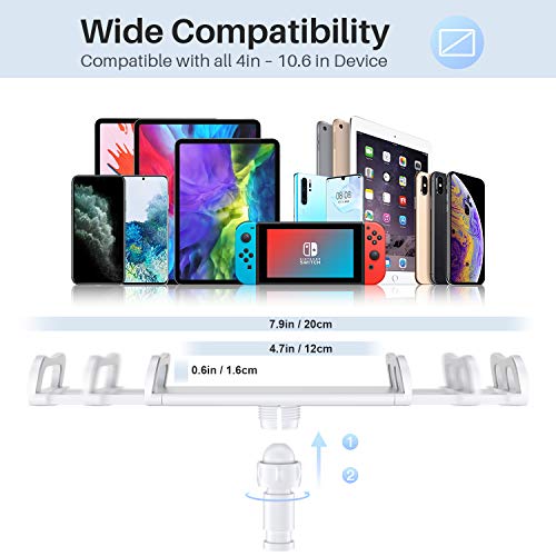 TRYONE Soporte Tablet Móvil Multiángulo - Soporte con Brazo de Cuello de Cisne para Serie iPad/Nintendo Switch/Samsung Galaxy Tabs/Huawei Mediapad/Kindle Fire y Más, 75cm de Longitud en Total(Blanco)