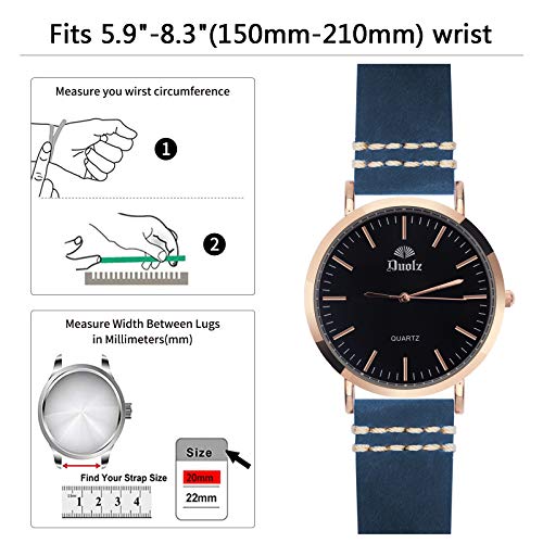 TStrap Reloj Correas Cuero 22mm - Color Azul Suave Liberacion Rapida - Correa De Reloj Deportivo Hombres Mujeres - Relojes Inteligentes Pulsera Cierre Hebilla Plata - 18mm 19mm 20mm 21mm