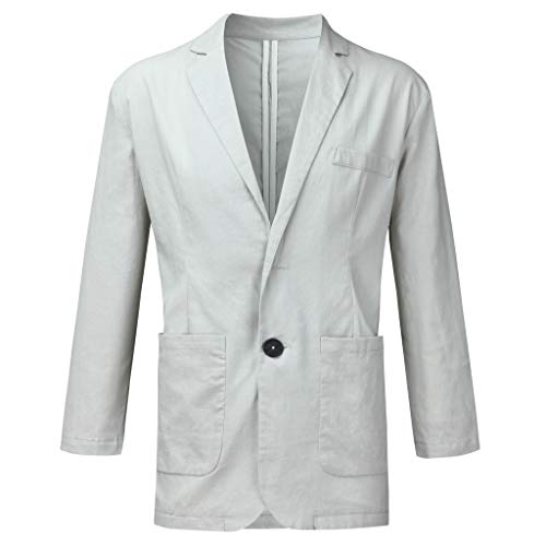 TUDUZ Camisetas Hombre Manga Larga Color Sólido Camisas Mezcla De Algodón Tops Chaqueta Desgastar Ropa Trajes Blazer (Gris.c, XXXL)