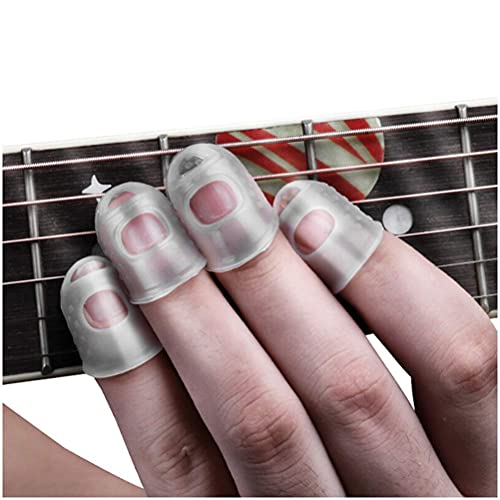 TYUXINSD Hermosa Condones de los Dedos para la Guitarra Mano Izquierda Anti-Dolor Cuna Ukelele Protectora Finger Almohadilla de Alivio Guantes de Alivio (Size : Finger Protector Small)