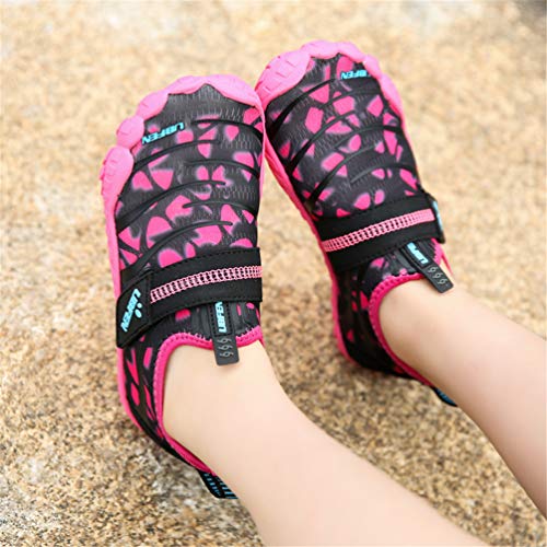 UBFEN Zapatos de Agua Niño Niña Secado Rápido Zapatillas de Playa de Verano Deportes Acuáticos Escarpines Natación Buceo Surf Antideslizante Transpirable 34 Rosa