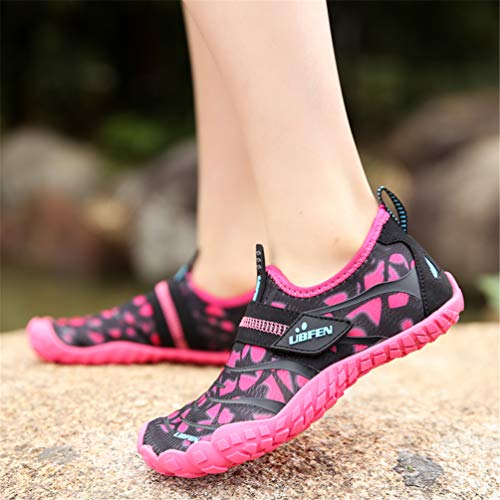 UBFEN Zapatos de Agua Niño Niña Secado Rápido Zapatillas de Playa de Verano Deportes Acuáticos Escarpines Natación Buceo Surf Antideslizante Transpirable 34 Rosa