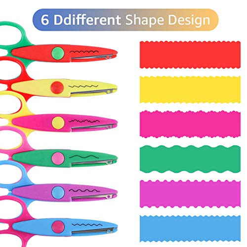 UCEC® Set de 6 Tijeras Coloridas Decorativas, Tijeras Dentadas de Diferentes Diseños para Manualidades, Ideal para Usos de Estudiantes, Profesores, para Cortar Papeles o Cartulinas