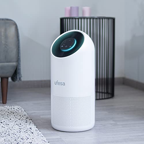 Ufesa PF6500 Purificador de Aire con Sistema de Filtrado de 4 Capas Pre filtro + Carbono Activo + HEPA 13 Antimicrobiano + UV Led, WIFI/APP, Atrapa y Elimina Virus y Bacterias con Tecnología Patentada