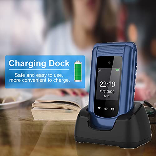 Uleway Teléfono Móvil para Personas Mayores Teclas Grandes con Tapa Pantalla de 2,4 +1,77 Pulgadas Tecla de Emergencia Botón SOS Cámara Fácil de Usar Celular para Ancianos (Com Portugues)