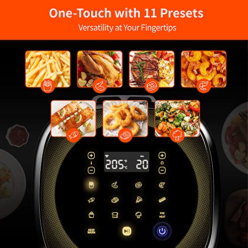 Ultenic K10 Freidora sin Aceite 5L, Freidora de Aire Wi-Fi con 11 Modos, Recetas Españolas Online, Pantalla LED Táctil, Función Mantener Caliente, Cesta Antiadherente Sin BPA ni PFOA, 1500W