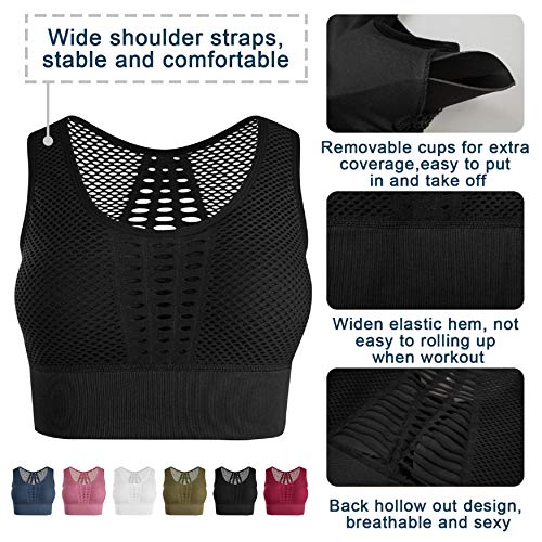 UMIPUBO Sujetador Deportivo Mujer Material Cómodo Sin Costuras Almohadilla Desmontable para Gimnasio Yoga Bailar de Alto Impacto (B, L)