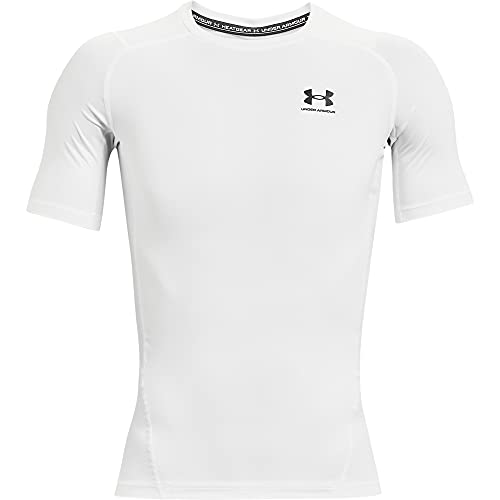 Under Armour UA HG Armour Comp SS Camiseta para Hombre, Blanco (White/Black), S