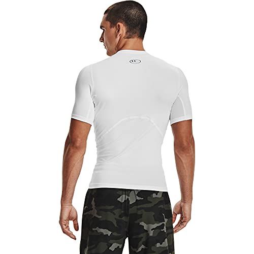 Under Armour UA HG Armour Comp SS Camiseta para Hombre, Blanco (White/Black), S