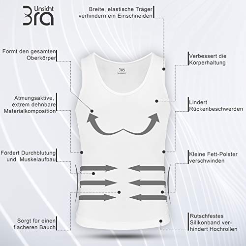 UnsichtBra Camiseta de Compresión | Ropa Interior Adelgazante Moldeadora Hombre (sw_7100)(Blanco, M)