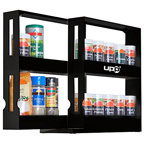 UPP Estantería para especias, especiero I cajón retráctil para condimentos, especias, medicamentos... I Almacenamiento vertical retráctil, organizador universal doble extensible (28 x 10.2 x 27.5 cm)