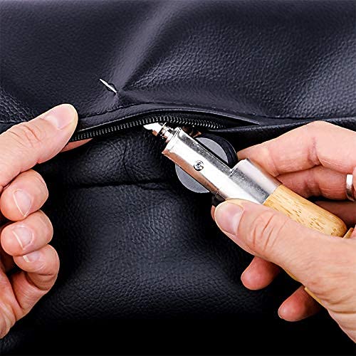 UPP máquina de Coser portatil Manual I Punzón para Coser Cuero, Kit Costura Profesional, Set reparador de Ropa I Herramienta Punch Needle, Aguja de Costura a Mano (Madera y Hierro, 16cm, Ø 3.5cm)