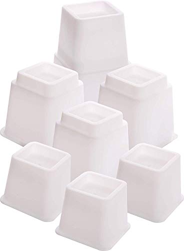 Utopia Bedding - 8 Piezas Elevadores de Muebles Ajustables de Calidad (4 largas y 4 Cortas) - Ahorro de Espacio Elevadores de Muebles para la Cama, la Mesa, la Silla o el sofá - (7 a 20cm) (Blanco)