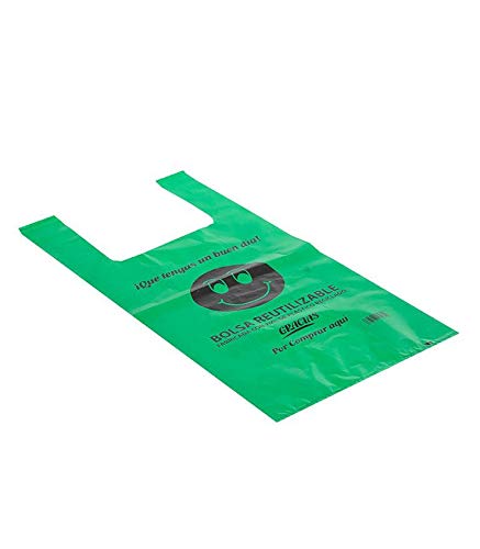 Various Bolsas de Plástico Tipo Camiseta Resistentes, Reutilizables y Recicladas Tamaño 70% Recicladas Cumple Normativa Aptas Uso Alimentario