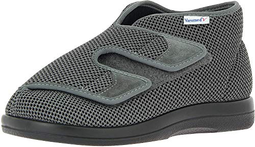 VAROMED Mujer,Hombre Zapato de Velco, Unisex-Adulto Calzado de Salud,Velcro,cómodo,sin presión,Variable,Grau,42 EU / 8 UK