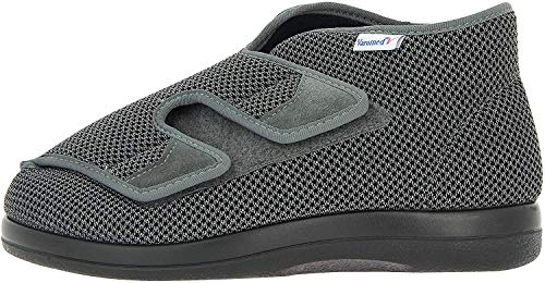VAROMED Mujer,Hombre Zapato de Velco, Unisex-Adulto Calzado de Salud,Velcro,cómodo,sin presión,Variable,Grau,42 EU / 8 UK