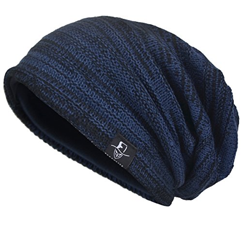 VECRY Hombre Flexible Gorros de Punto Tejer Casquete Artísticos Sombreros (Armada)
