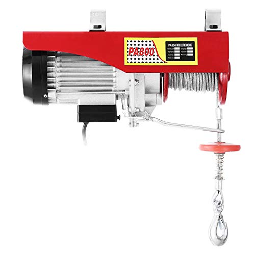 VEVOR 400KG/800KG Polipasto Eléctrico para Elevación, Cabestrante de Cable Eléctrico 12m, Guinche Electrico 220V para Motor, Herramientas de Taller o Suministros de Construcción