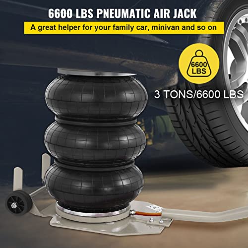 VEVOR Gato Neumático 3T, Triple Bolsa de Gato Neumático, Gato Neumático de Aire, Gatos Hidráulicos para Coches, Rango de Altura 15-40 cm, Gato Neumático para Automóvil SUV de Todo El Terreno