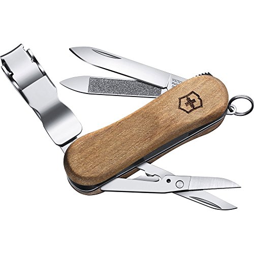 Victorinox Holz 580 Navaja con 6 funciones incluyendo cortaúñas y tijeras, de madera de nogal