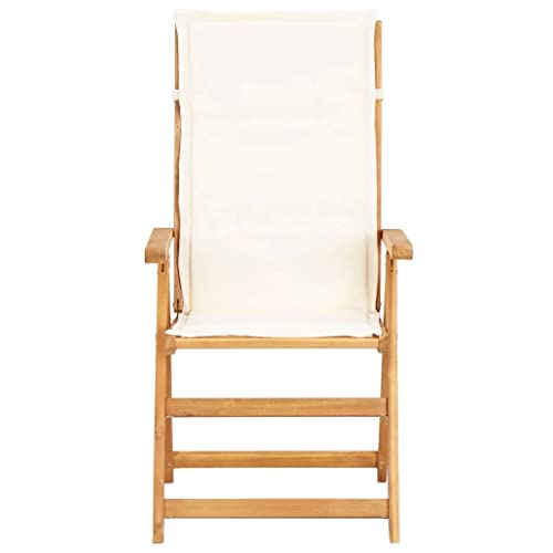 vidaXL 2X Madera Maciza Acacia Sillas Reclinables de Jardín con Cojín Mueble Tumbona para Salón Balcón Sillón Exterior Patio Cerca de Piscina Blanco