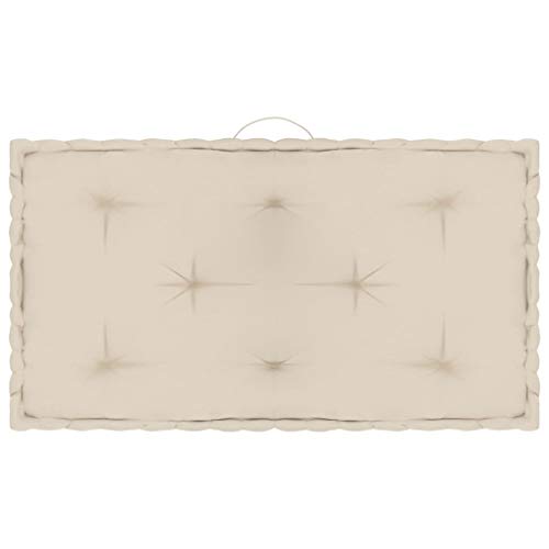 vidaXL Cojín para Palé de Suelo Sofá Banco Jardín Patio Terraza Asiento Tumbona Exterior Acolchado Grueso Decoración Cómodo Algodón Beige
