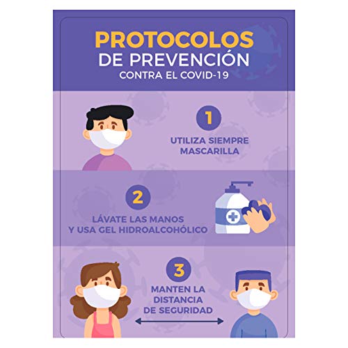 Vinilo adhesivo, Protocolo de prevención Covid-19, 42x29,7 cm, Cartel Informativo