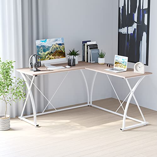 Vinsetto Mesa de Ordenador Escritorio para PC Oficina Hogar Mesa Esquinera de Forma L 142x142x76cm Marco Acero