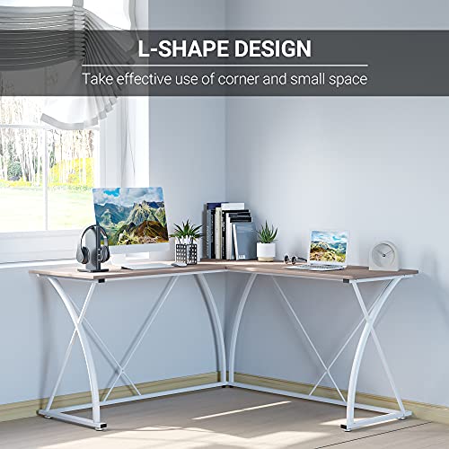 Vinsetto Mesa de Ordenador Escritorio para PC Oficina Hogar Mesa Esquinera de Forma L 142x142x76cm Marco Acero