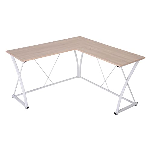 Vinsetto Mesa de Ordenador Escritorio para PC Oficina Hogar Mesa Esquinera de Forma L 142x142x76cm Marco Acero