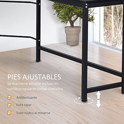 Vinsetto Mesa de Ordenador Escritorio PC Oficina Hogar Mesa Esquinera de Forma L 168x120x75cm Marco Acero
