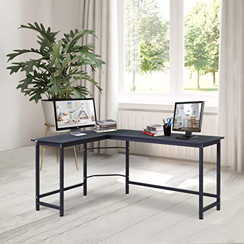 Vinsetto Mesa de Ordenador Escritorio PC Oficina Hogar Mesa Esquinera de Forma L 168x120x75cm Marco Acero