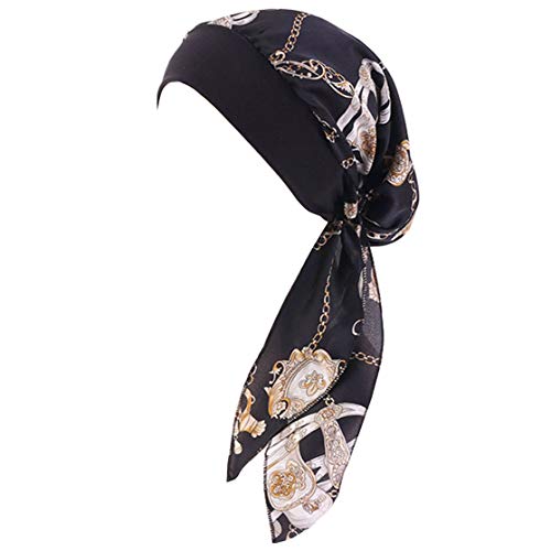 Vobozeany Mujer Sombrero Quimioterapia Turbante Cancer Pañuelo para la Cabeza de Seda Elástica Gorro Beanie Diadema Bandana para Noche Pèrdida de Pelo Cabello