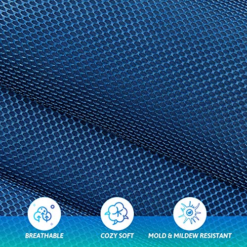 VOLUNCE Silla de Gravedad Cero con Portavaso Silla Reclinable Exteior de Extra Ancha con Reposacabezas Acolchado Tumbona Plegable e Impermeable para Jardín, Piscina y Playa (Azul)