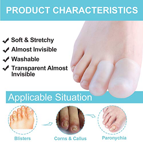 Welnove 12 protectores de punta de gel – cojines y protege al callo y maíz, alivio de las uñas de los pies perdidas o encarnadas (tamaño grande y mediano)