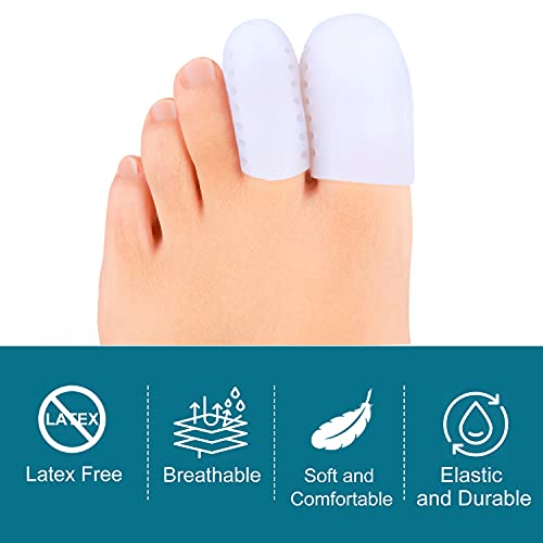 Welnove Protector,Punta de gel,Manga transpirable,Analgésico y profiláctico de los ojos de pollo, ampollas e incrustaciones de uñas(tamaño del dedo gordo del pie 10, tamaño del dedo meñique 6)