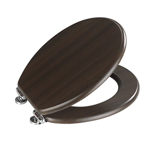 WENKO Tapa de WC Wenge - dispositivo automático de descenso, MDF, 35 x 42.5 cm, Marrón oscuro