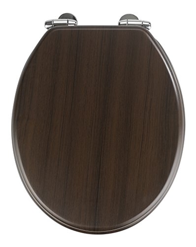 WENKO Tapa de WC Wenge - dispositivo automático de descenso, MDF, 35 x 42.5 cm, Marrón oscuro