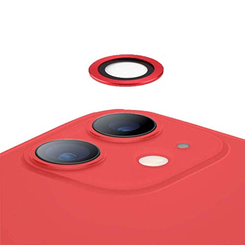 WEOFUN Protector Cámara para iPhone 11，Alta Definicion Vidrio Templado Cámara Trasera Lente Anillo Protector Metálico para iPhone 11 [No es fácil caerse]-rojo