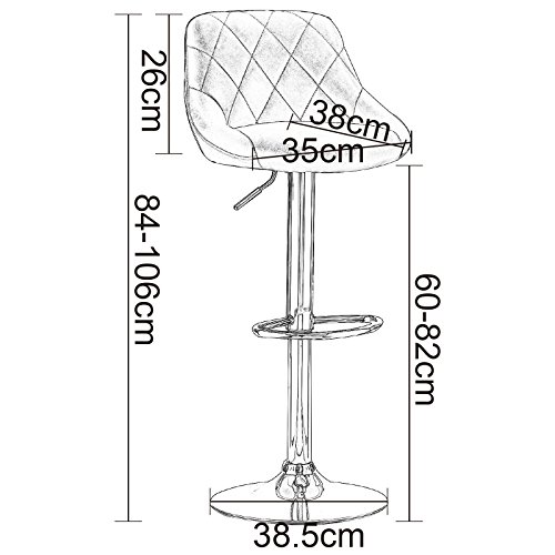 WOLTU 2X Taburete de Bar con Respaldo Cuero Sintético Taburetes Alto Cocina Regulable en Altura Taburete Giratorio Sillas Bar Taburete de Escritorio Gris BH23gr-2