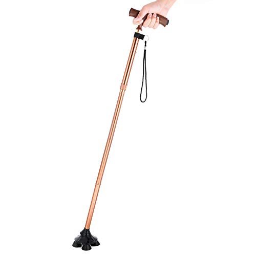 Wsobue Bastón plegable para hombre y mujer, plegable para movilidad con luz LED ajustable (actualizado en marrón)