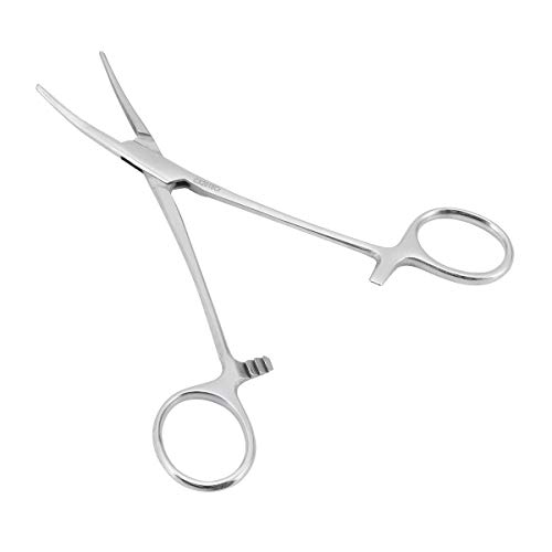 WYMAODAN YIYI Pinzas hemostáticas, acero inoxidable Perro Gato Mascota Tijeras Oreja Pinza para el cabello Pesca Tijeras Herramientas (12.5CMDoblar)