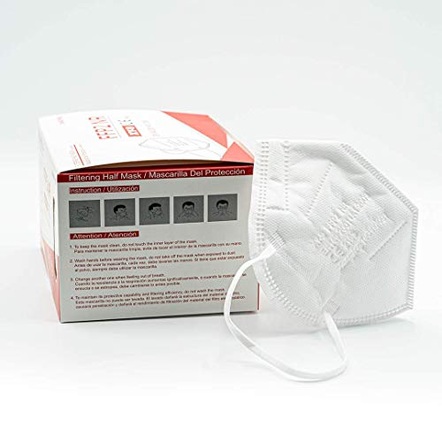 Xiangying 25x Mascarillas FFP2 Blanco Homologadas y Certificadas CE 2163 - Protección polvo y partículas - Paquetes embolsado individual resistentes y duraderas (pack 25 unidades)