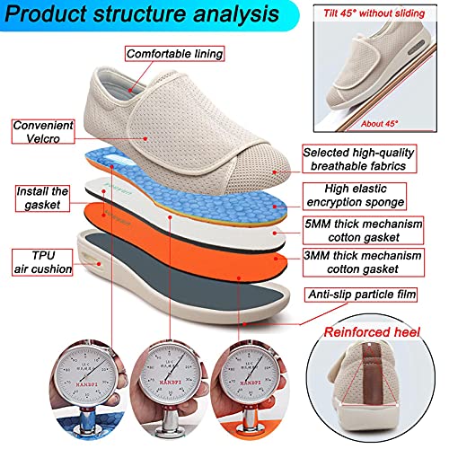XRDSHY Zapato Diabético De Las Mujeres, Calzado Interior Antideslizante para DiabéTicos, Zapatos DiabéTicos para Hombre Ajustable, Zapatillas DiabéTicas Ajustables,G-38