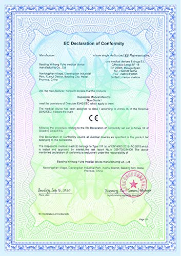 YINHONYUHE Mascarilla Quirúrgica Desechable Homologada Para Niños, 50 Unidades, Estampada, CE, BFE ≥98%, EN 14683:2019+AC:2019 Type IIR