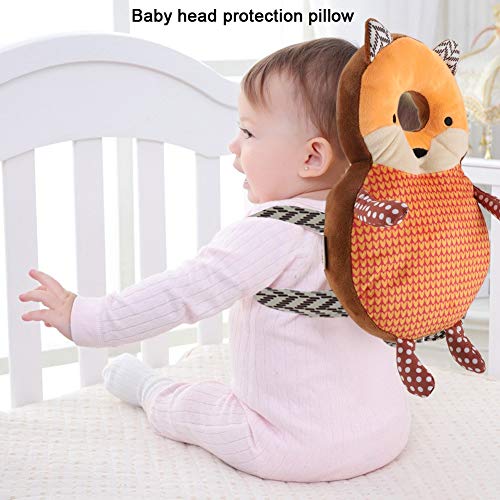 Yissone Protector de La Cabeza Del Bebé Mochila de Protección de La Cabeza Del Bebé Cojín Protector Del Paquete en Forma de Animal (Zorro Naranja)