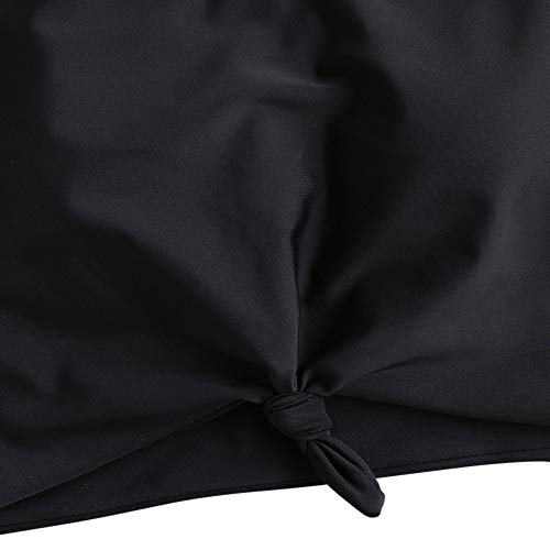 Zaful Traje de baño de dos piezas para mujer, traje de baño acolchado con estampado floral y cordones, tankini de tiro alto, Negro , XXL