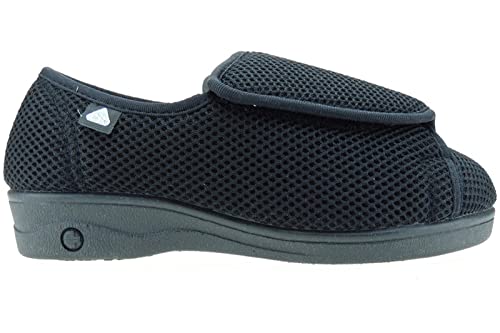 Zapatilla Ancho Especial Mujer Rejilla Nailon Velcro con Tratamiento Antibacteriano Sanitized - Marca CELIARUIZ Negro Talla 41