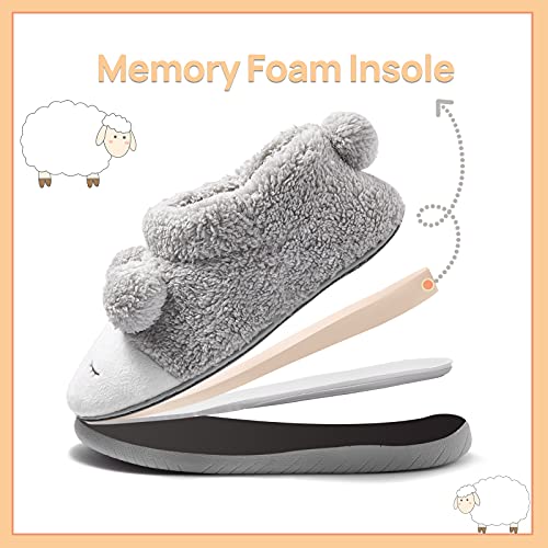 Zapatillas Botas Casa Animales de Invierno para Mujer Suaves Peluche Caliente Gris Alto 37/38